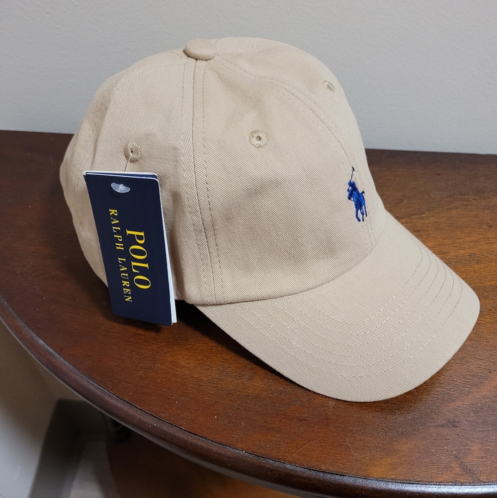 Ralph Lauren The Iconic Cotton Chino Tan Khaki Baseball Cap - Picture 7 of 10